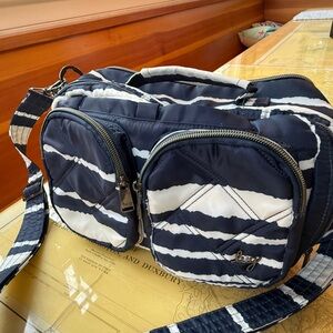 Lug Navy and White Striped Crossbody Bag